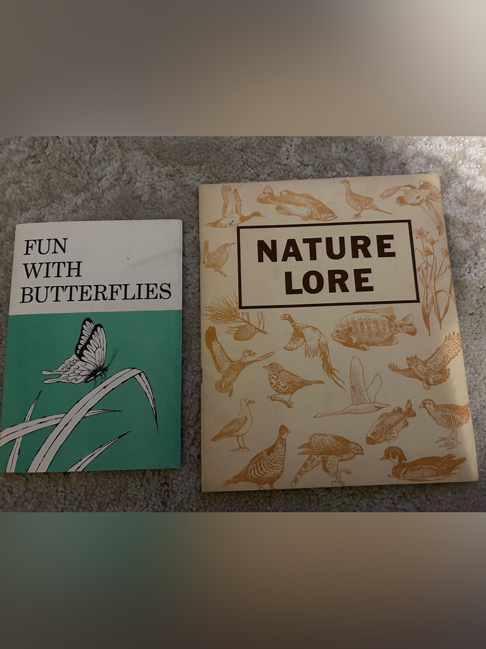2 paperback nature books. Nature Lore & Fun w/butterflies. Vintage.